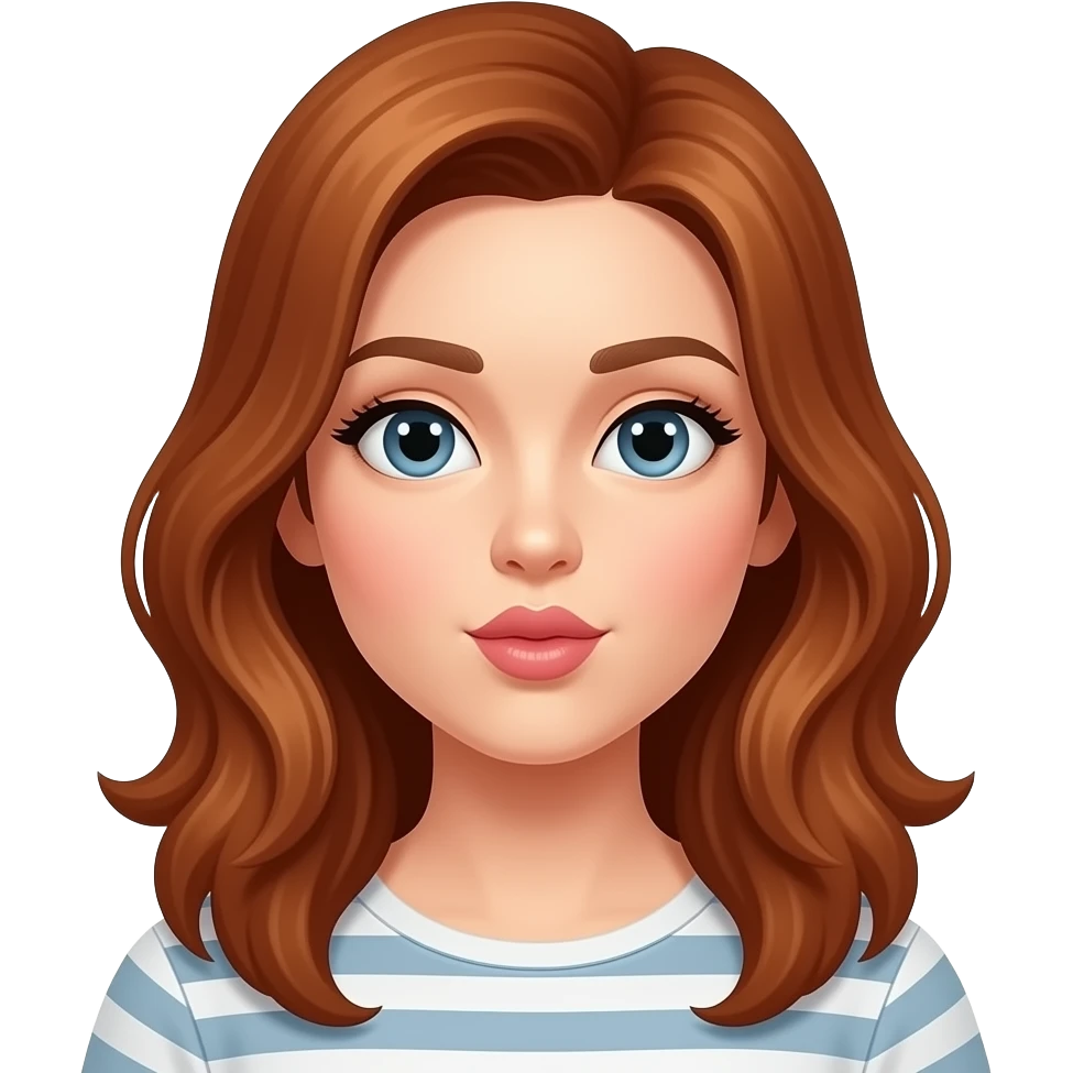 Mujer de cabello cobrizo tirando un beso emoji