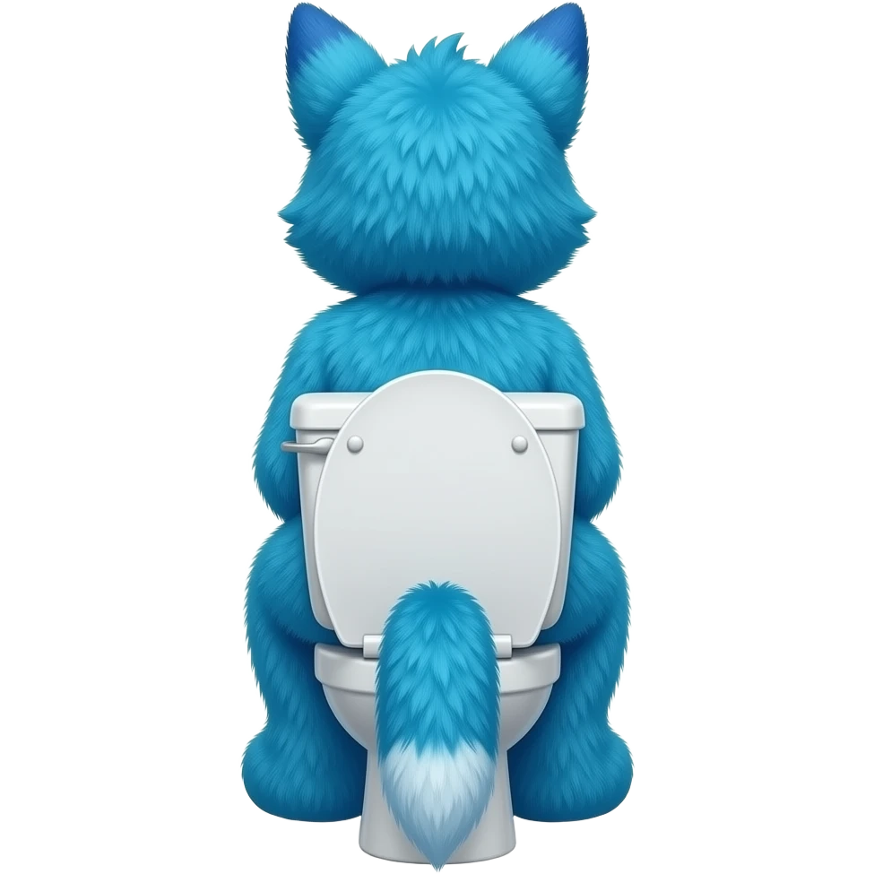 blue fursuit sitting on a toilet, back view emoji