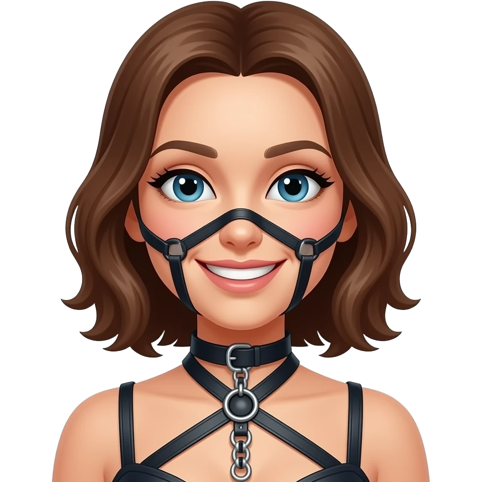 Lady smiley with ball gag and bondage emoji