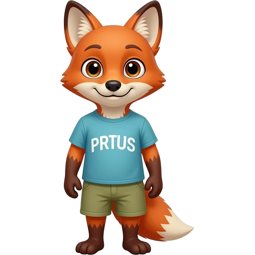 A humanoid fox wearing a tee shirt and shorts emoji