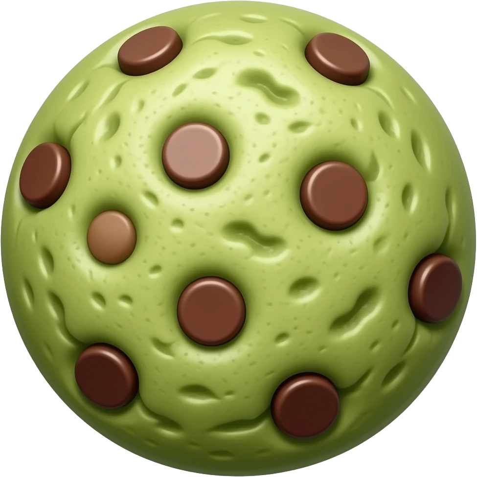 super realistic and textured matcha chocolate chip cookie emoji