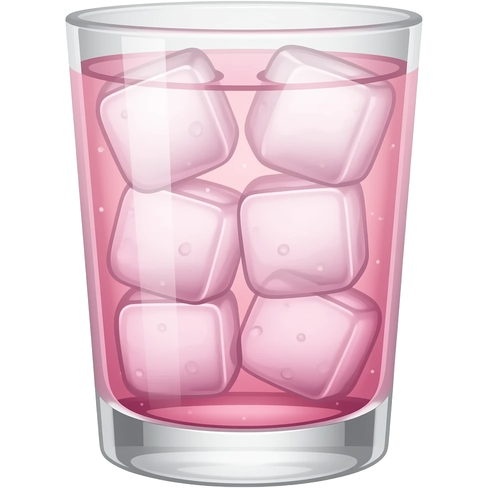 pastel pink drink with lots of ice and frosted glass emoji