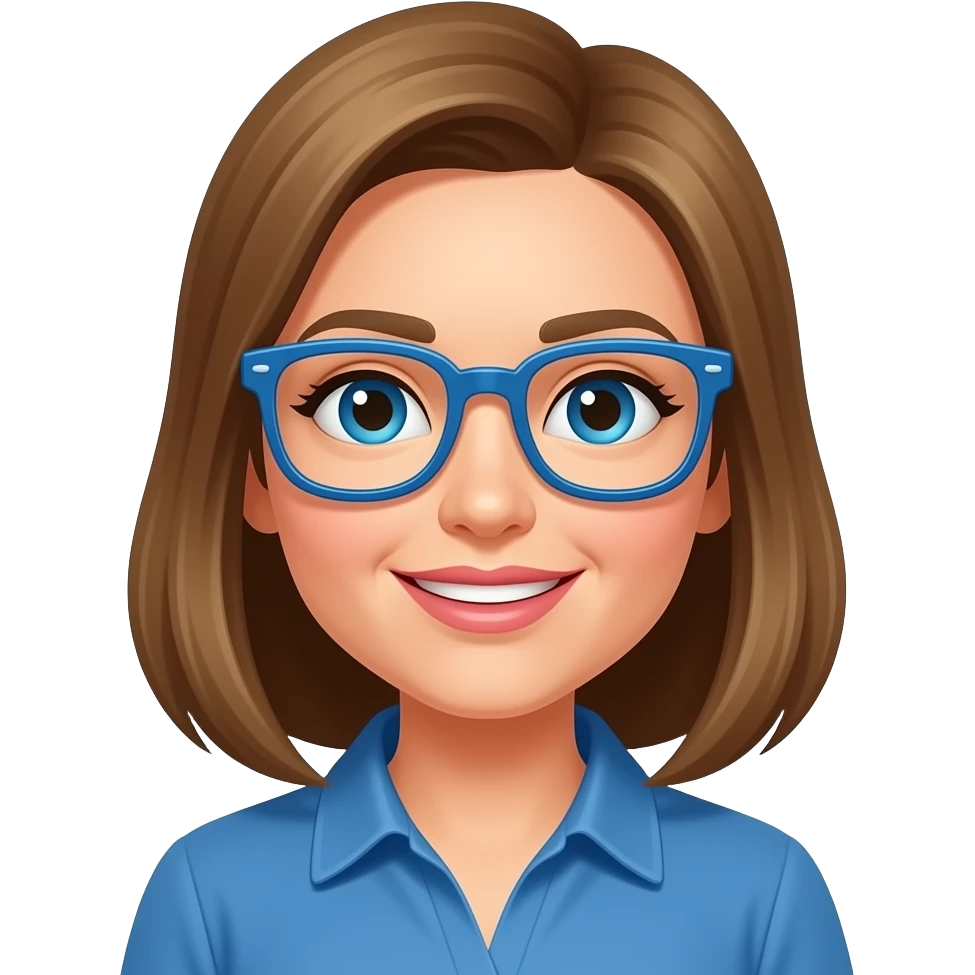 blue glasses on to this lady emoji | AI Emoji Generator