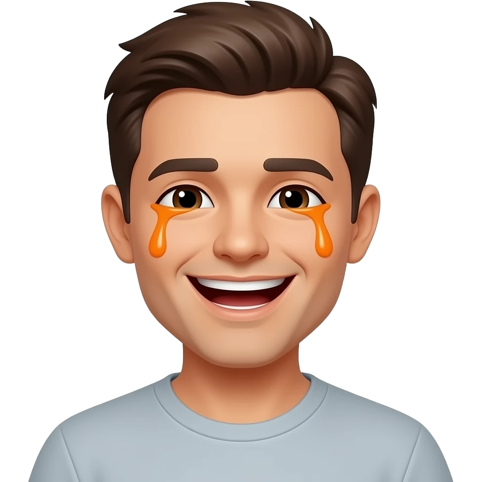 Laughing in tears emoji with orange tears emoji