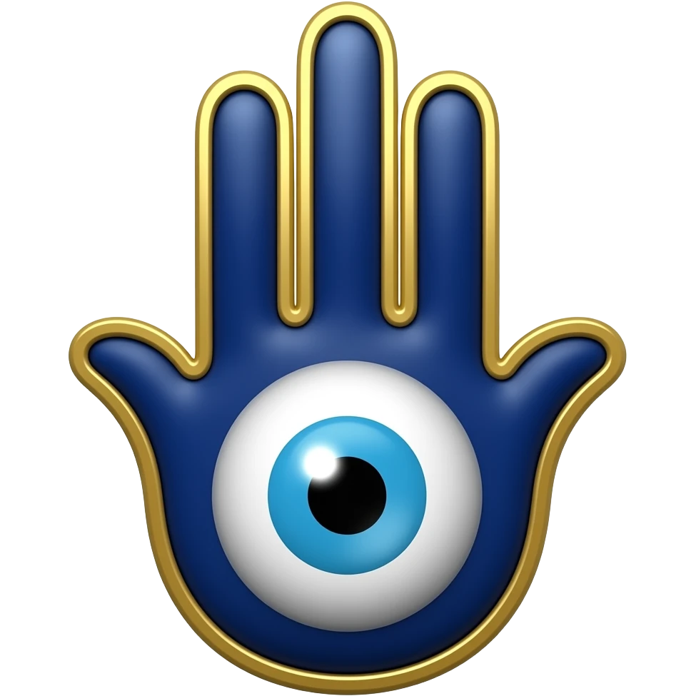 The evil eye hamsa dark blue gold edging detailed emoji