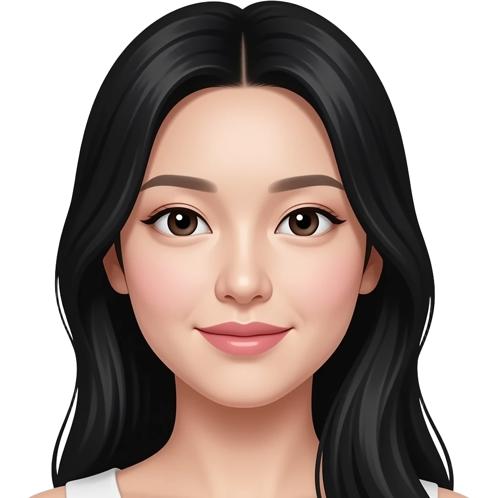 피부 좋은 한국 검정머리 검정눈의 여자 emoji