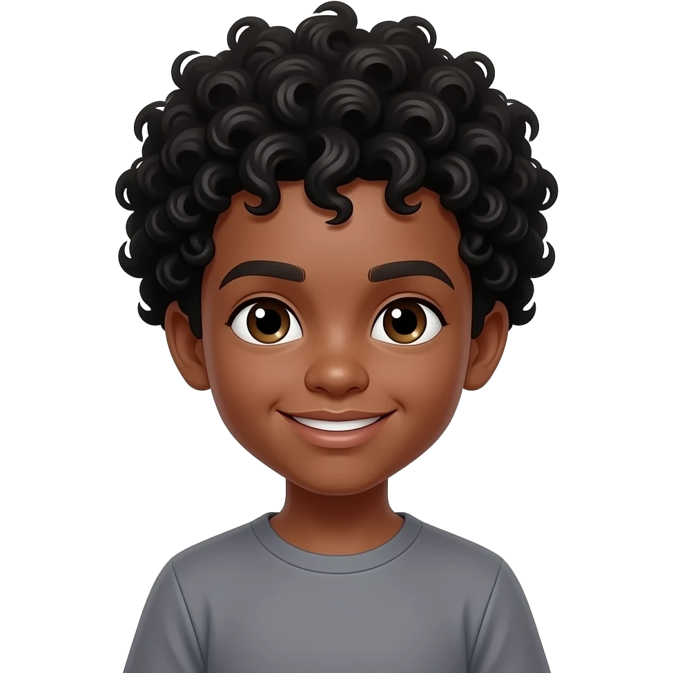niño con pelo negro rizado emoji