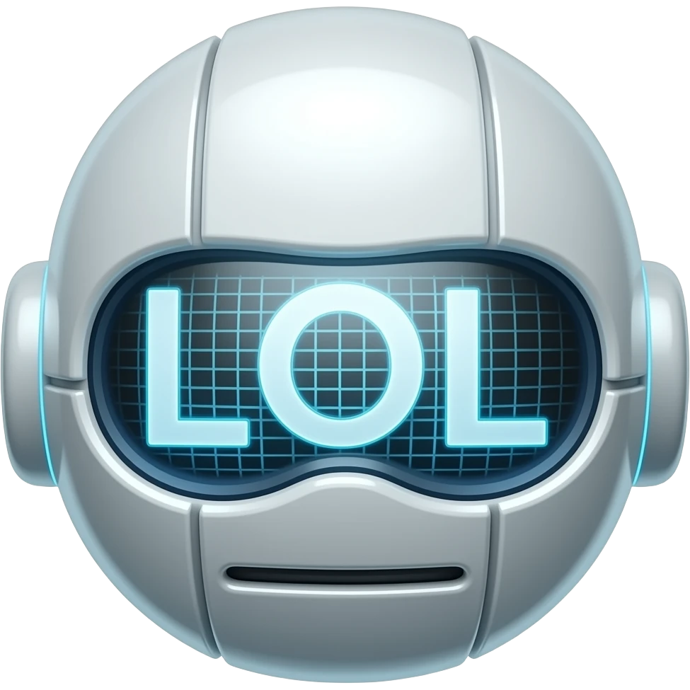 robot head with LOL written 3 times around it, each time the word gets smaller emoji