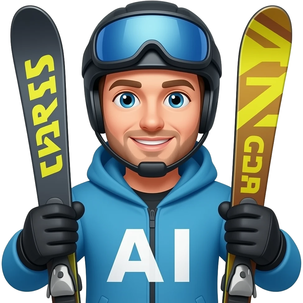 DavidO skiing while using AI with skis close together emoji