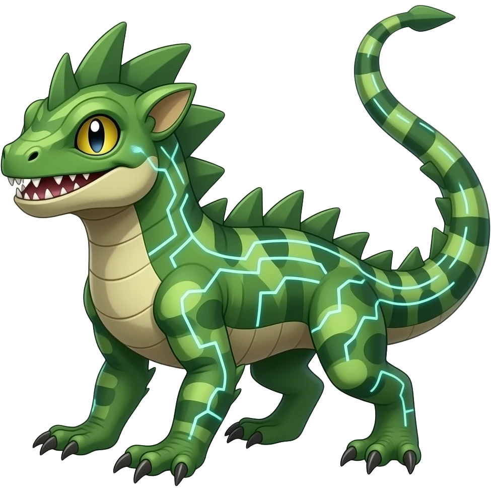 Lizard-Treecko-Kecleon-Axew-Exveemon-Fakémon-hybrid, full body emoji