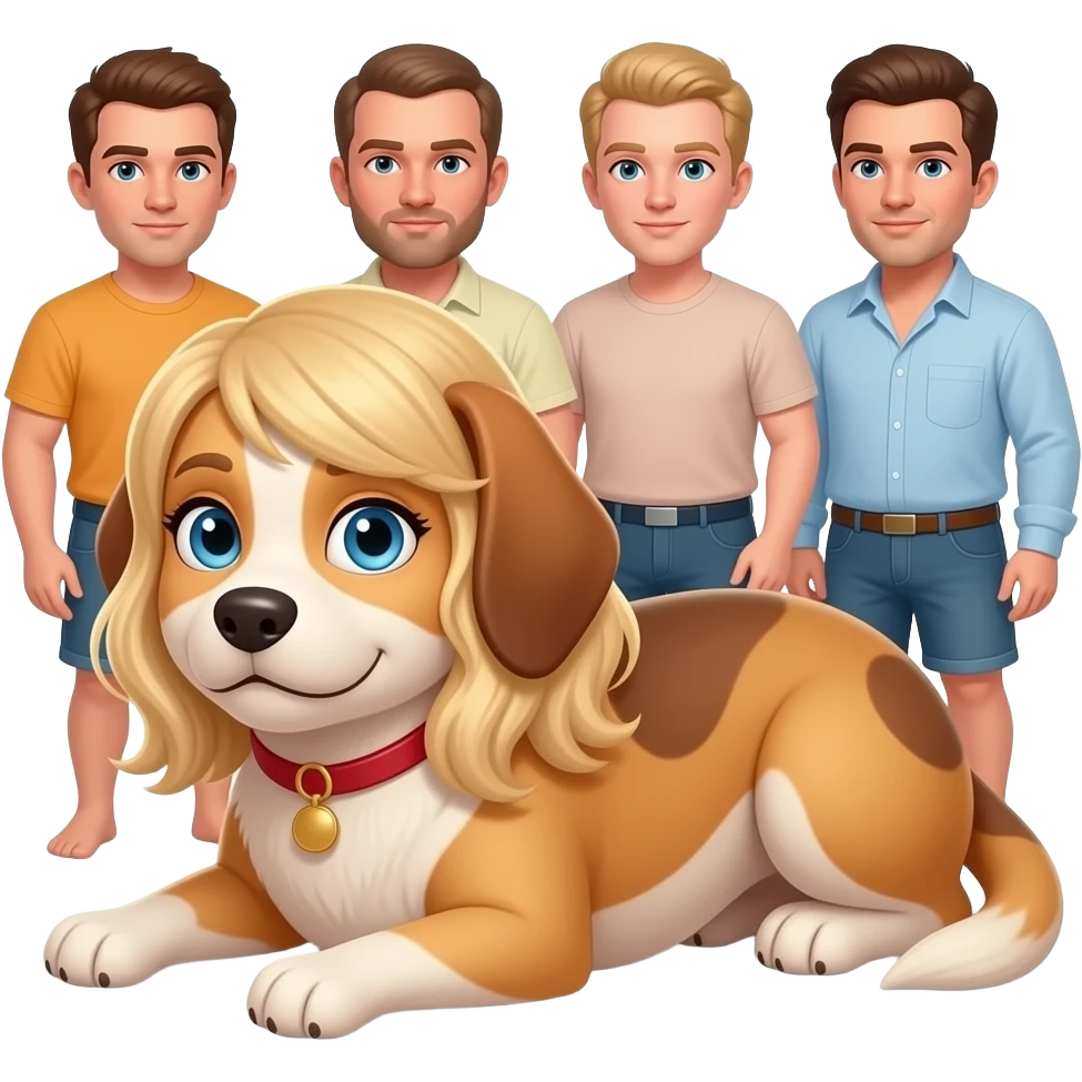 Girl with blue eyes blonde hair on the floor like a dog surrounded with oily men emoji