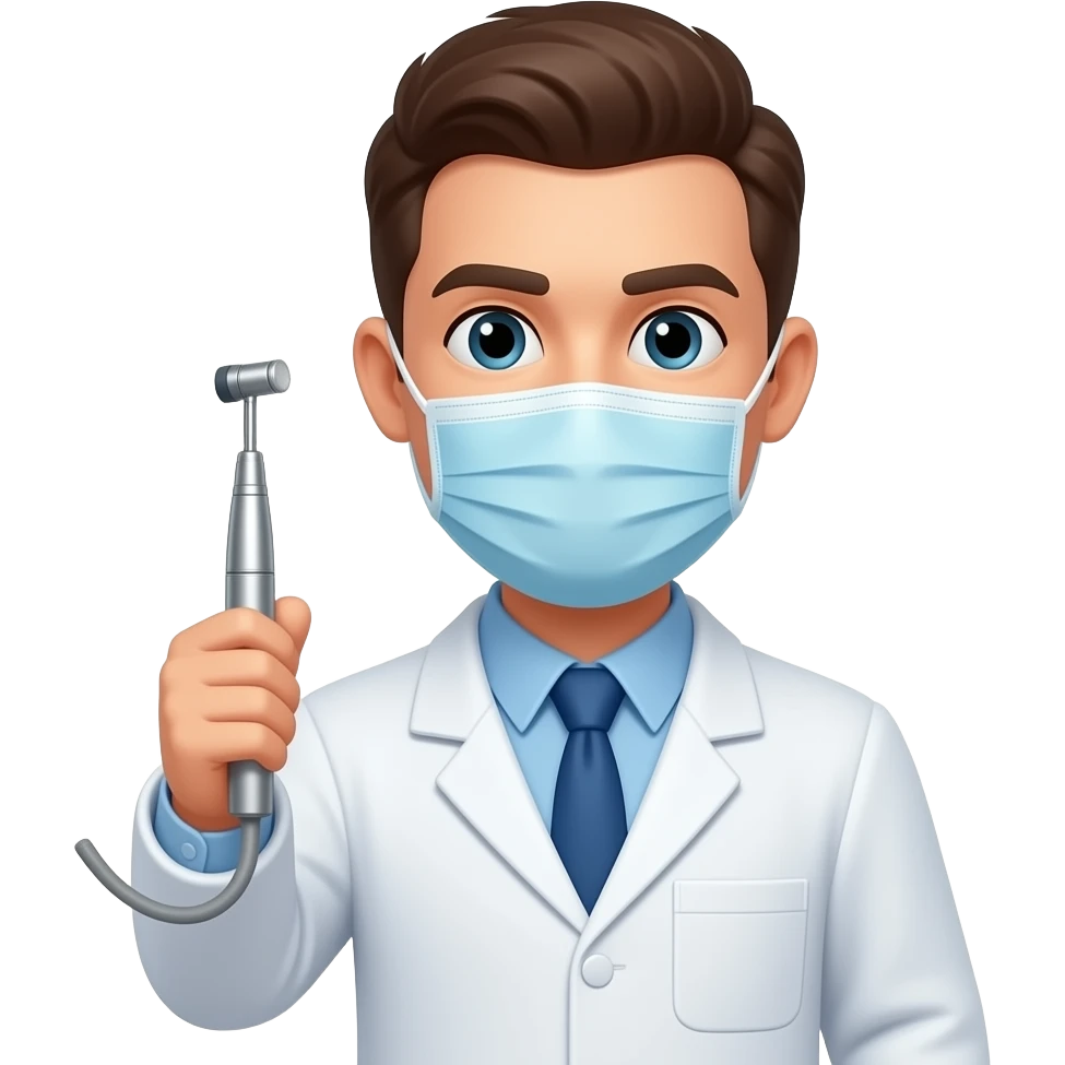 male dentist with dental handpiece in hand emoji