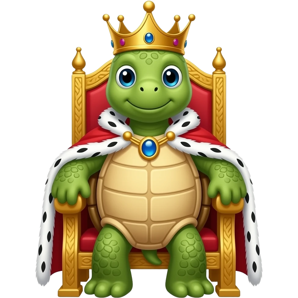 King turtle with crown, cape, and throne emoji