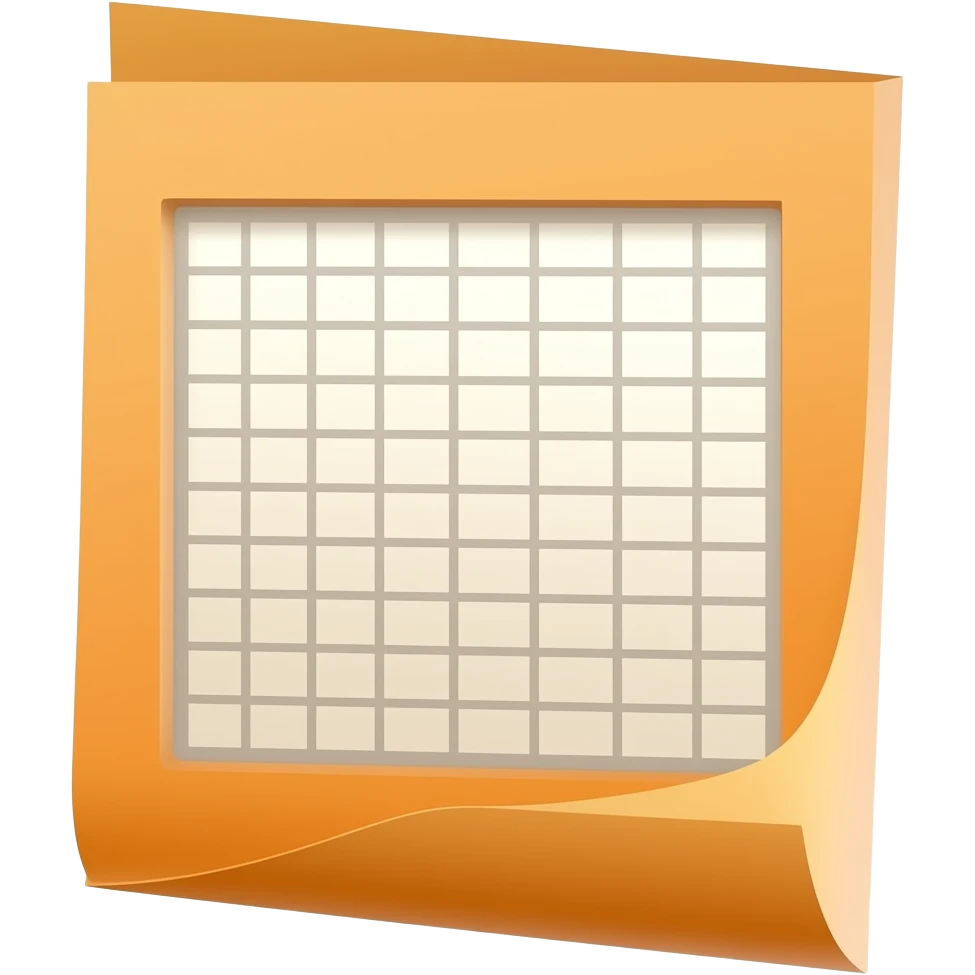 Orange spreadsheet document, three-quarter view emoji