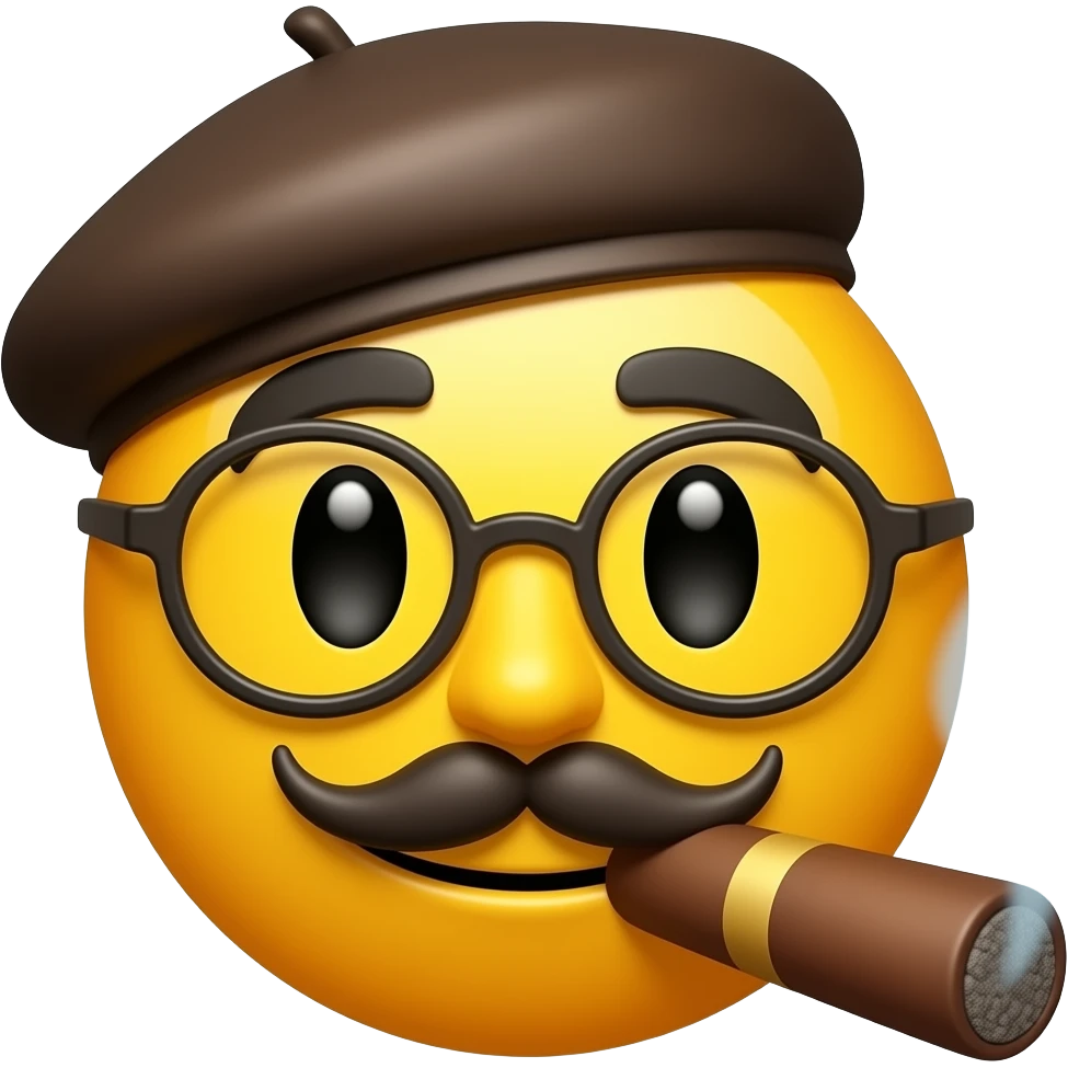 A yellow smiley face with groucho marx cigar beret glasses and thick eyebrows and moustache emoji