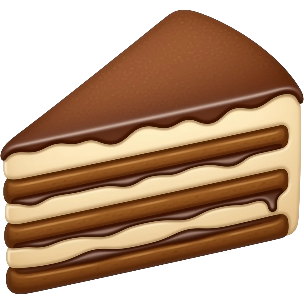 A triangular piece of tiramisu showing alternating layers of coffee-soaked ladyfingers and creamy mascarpone filling with soft 3D lighting, isometric vector art, Apple iOS App Store style, high resolution, simple composition, studio lighting, no text, no plate, no utensils, no shadows on edges emoji