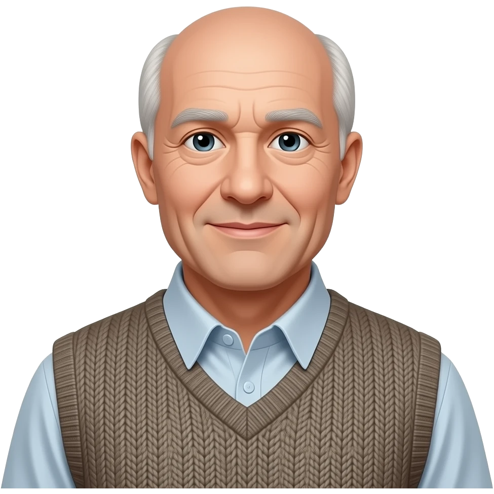 older man baldy in a sweater vest emoji