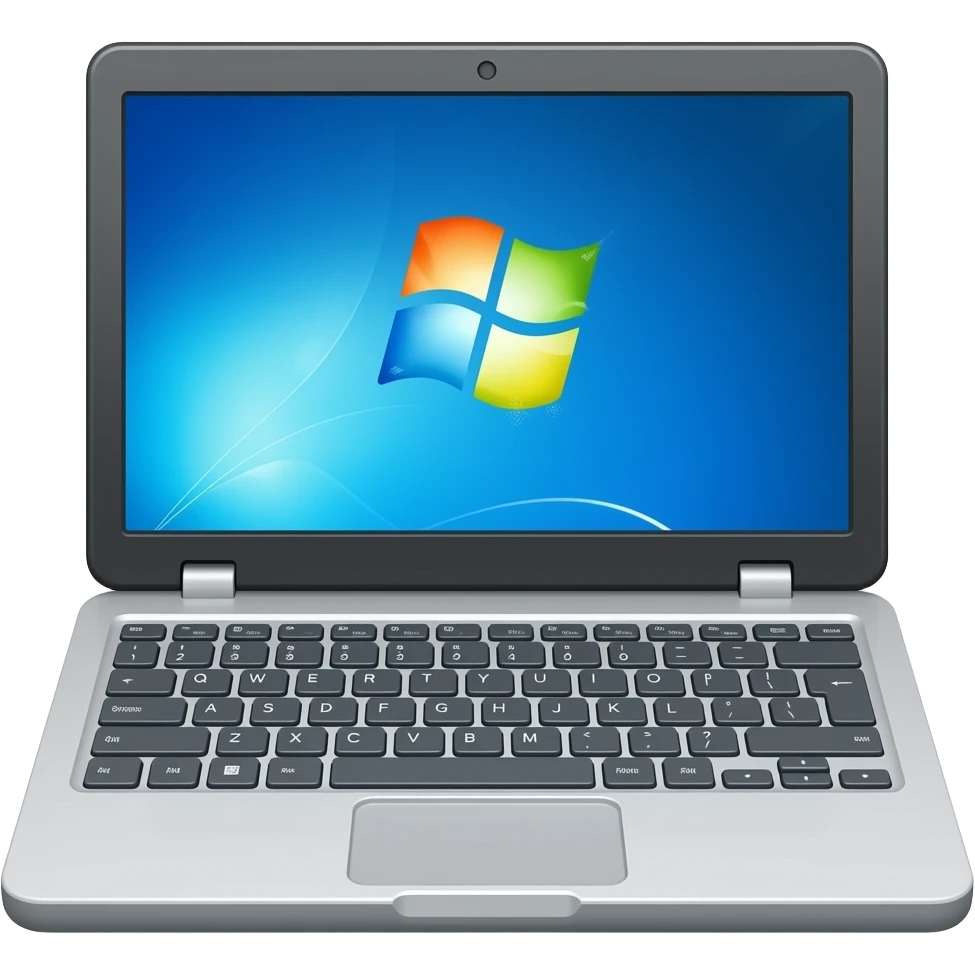 gray laptop with gray keys and windows screen emoji