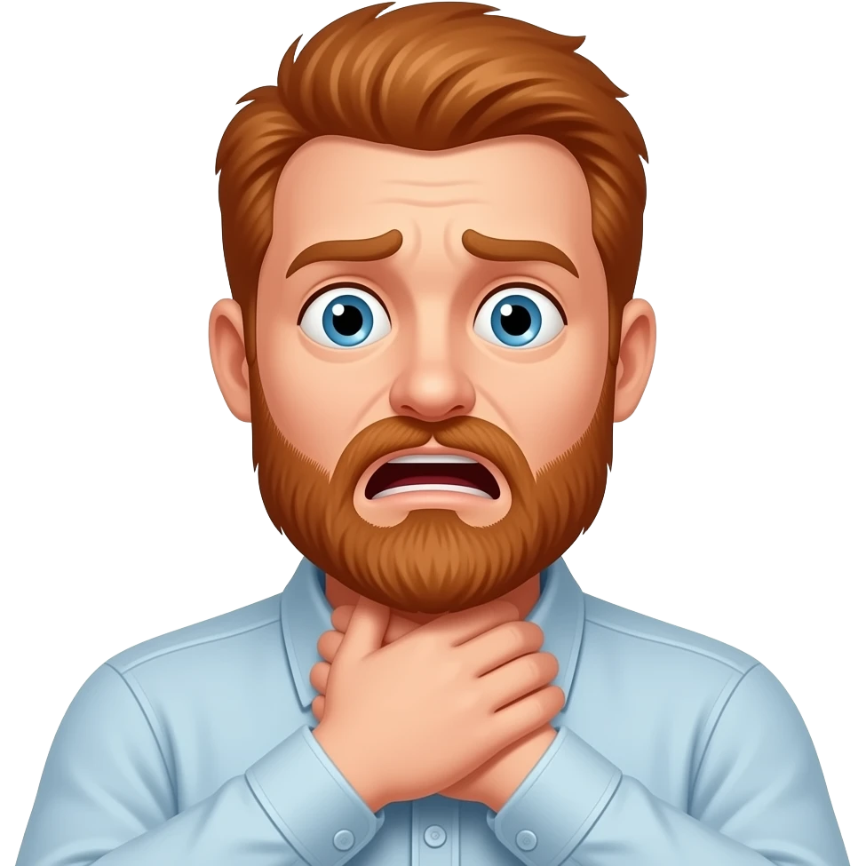 Choke scared man with red beard emoji