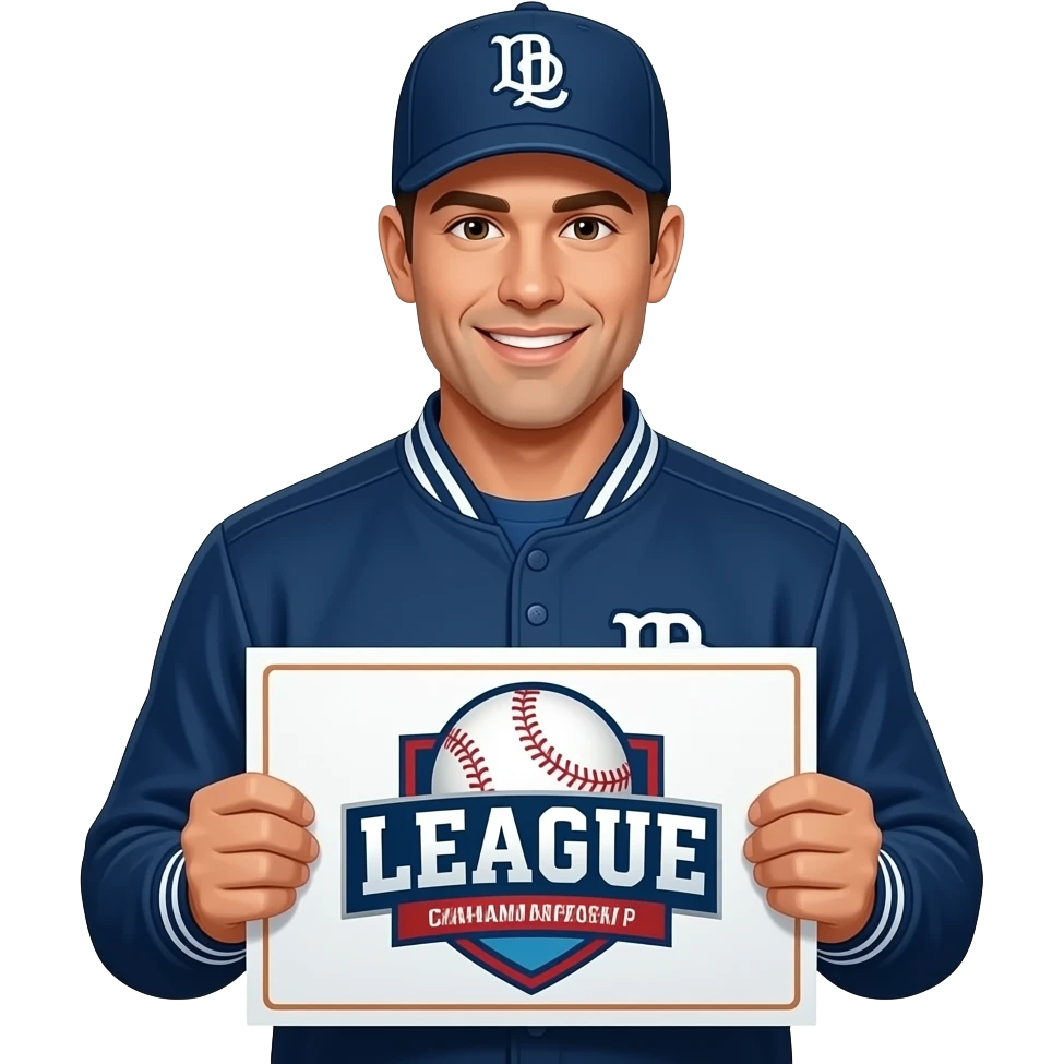 baseball league manager holding a sign emoji