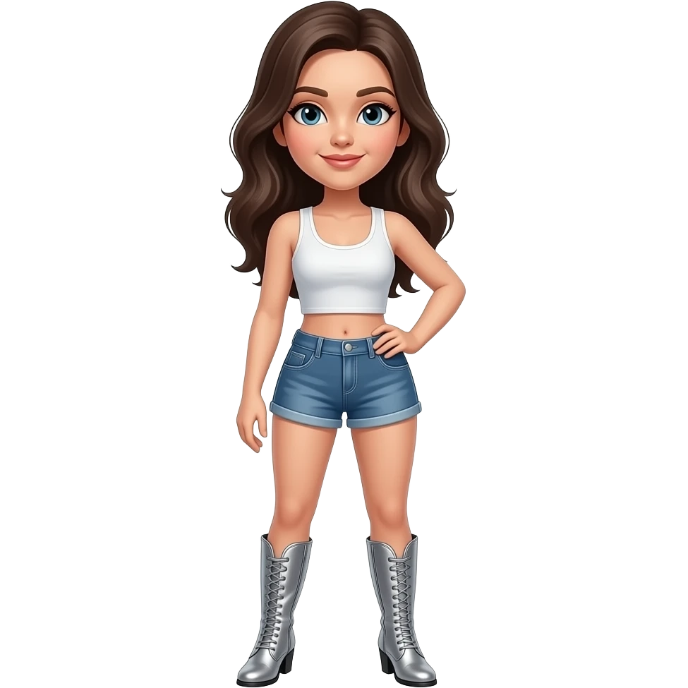 woman with shorts and small silver leather go-go boots emoji