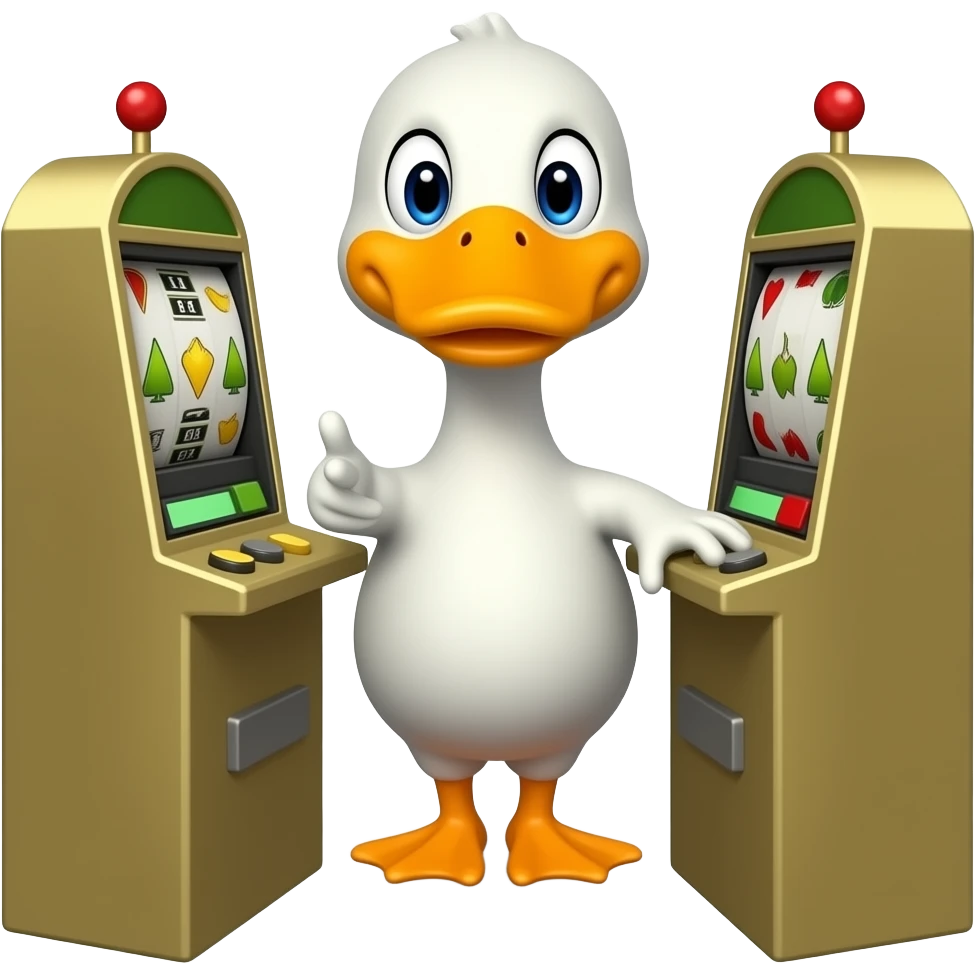 Duck playing slots gambling emoji