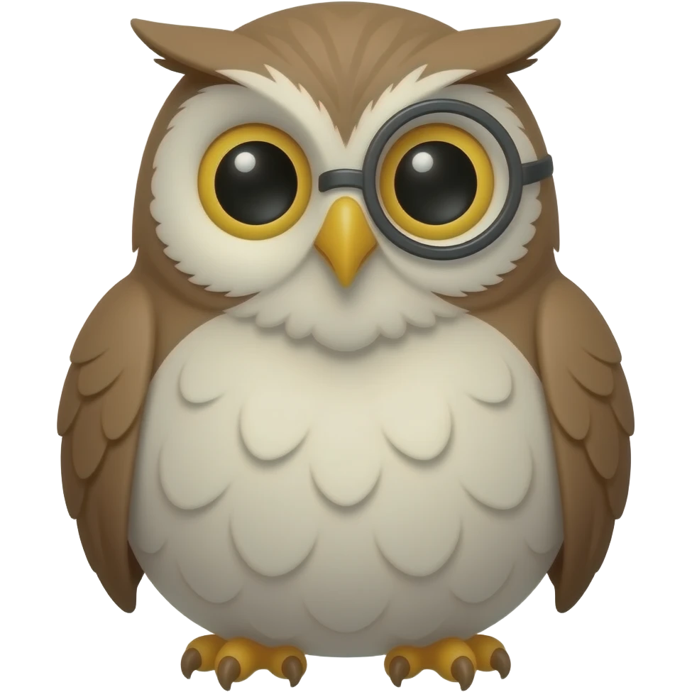 Fat owl with a monocle emoji