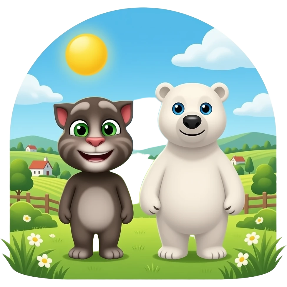 Talking Tom and polar bear and England emoji