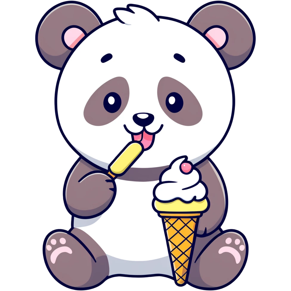 Panda eating ice cream emoji