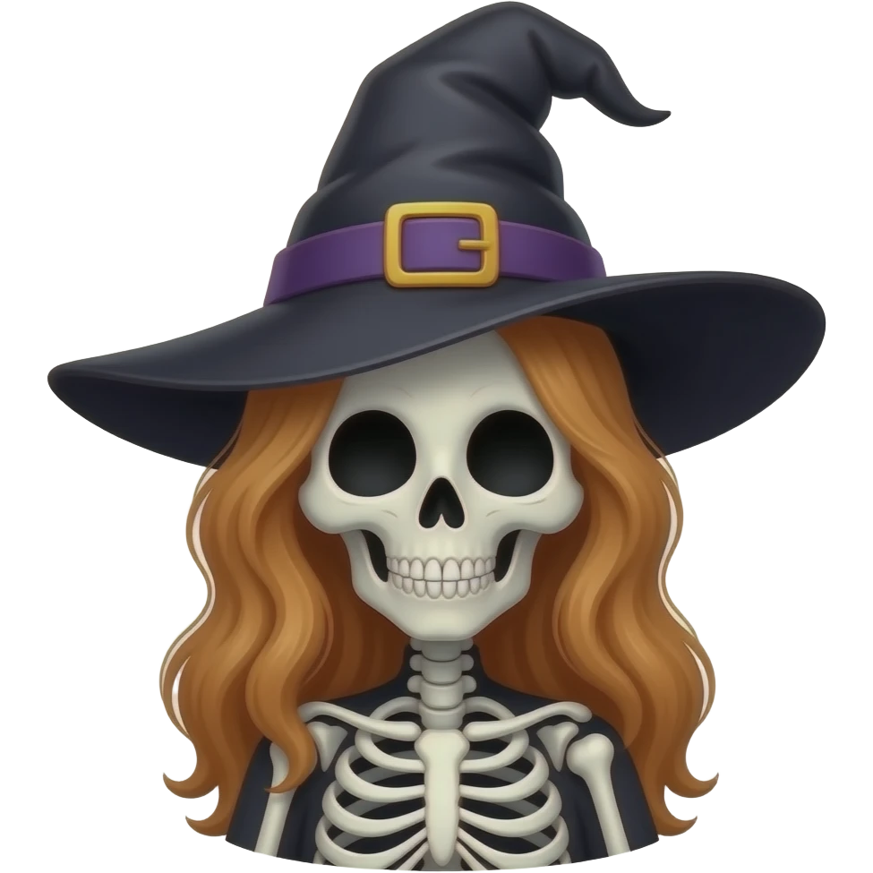 Cute skeleton women witch emoji