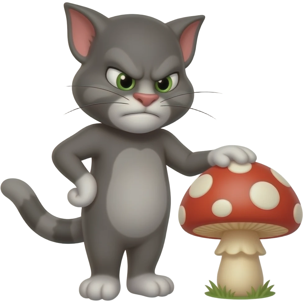 Talking tom 💬😡😡😡 hates mushroom emoji