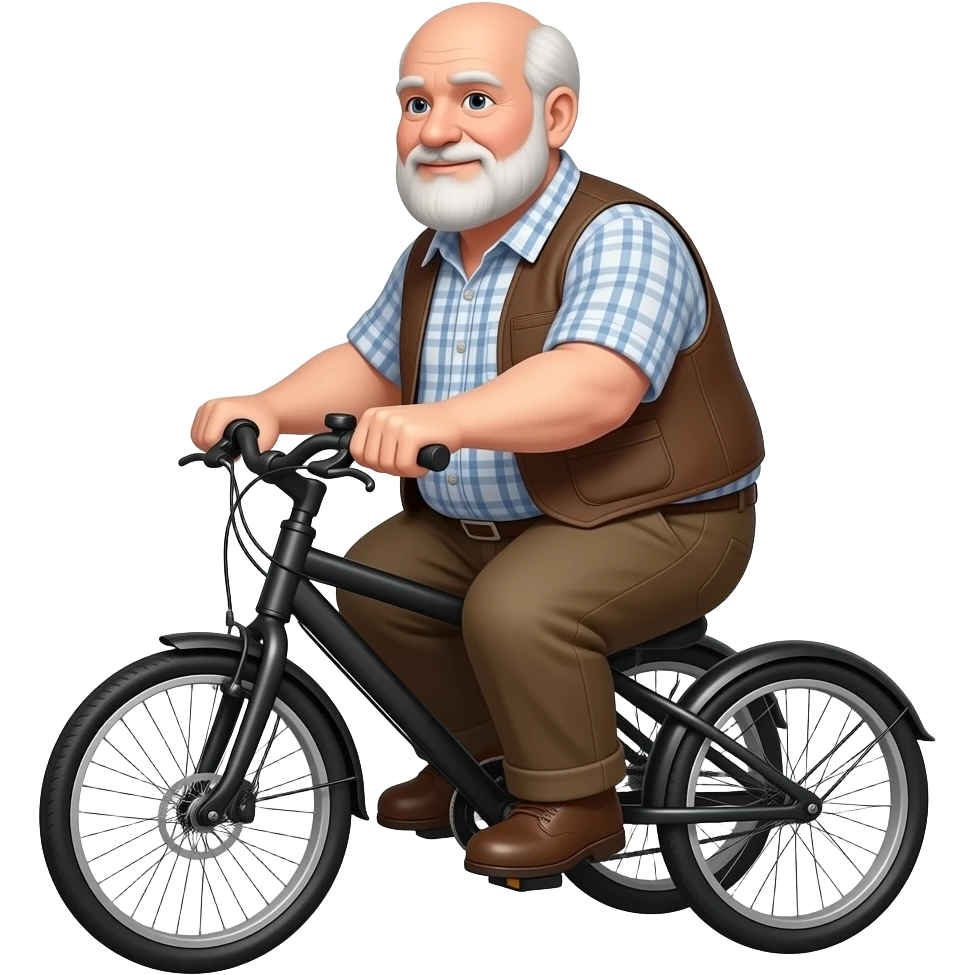 Bald Fat old man riding black tricycle emoji