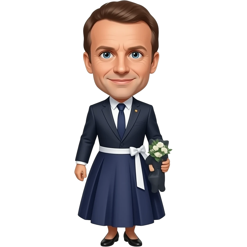 Emmanuel Macron with a skirt emoji