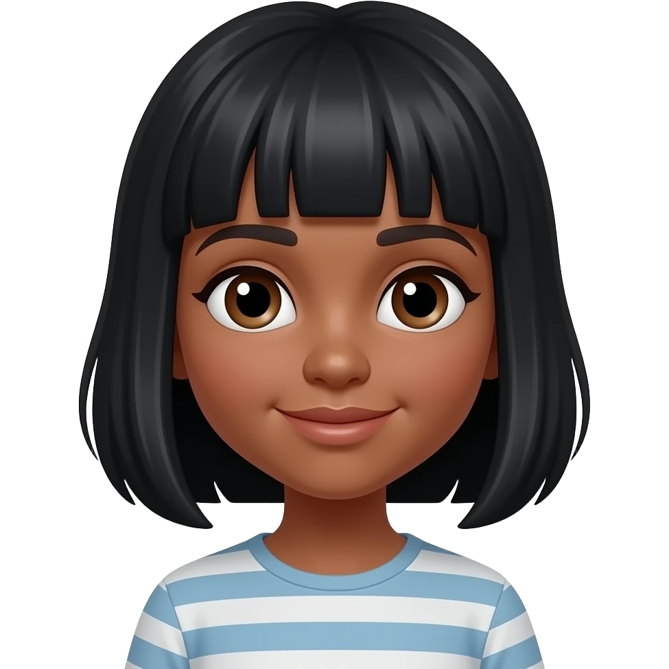 Una niña con cabello negro y algorithm morena emoji
