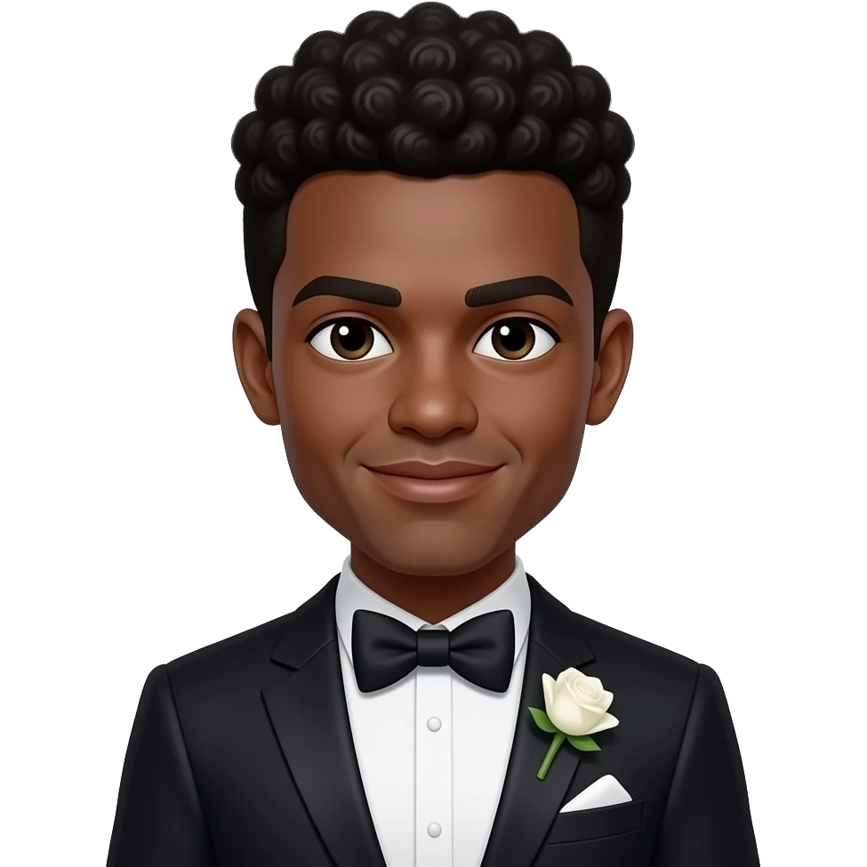 BLACK MALE GROOM TUX W/ AFRO HAIR emoji