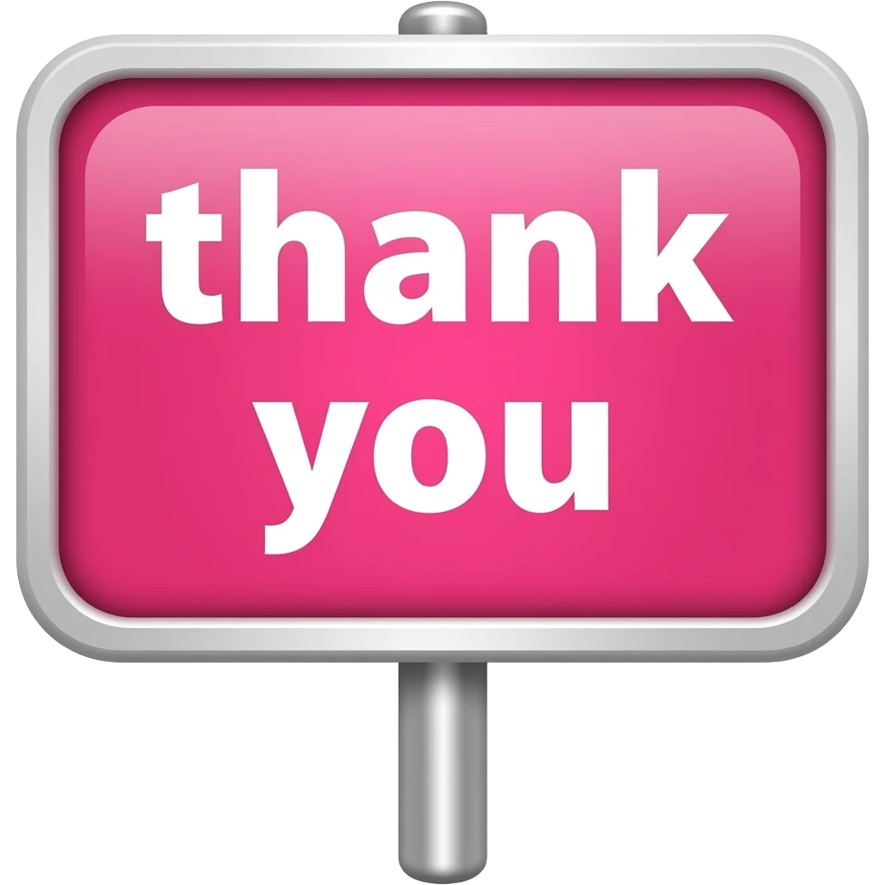 a pink sign that says thank you emoji
