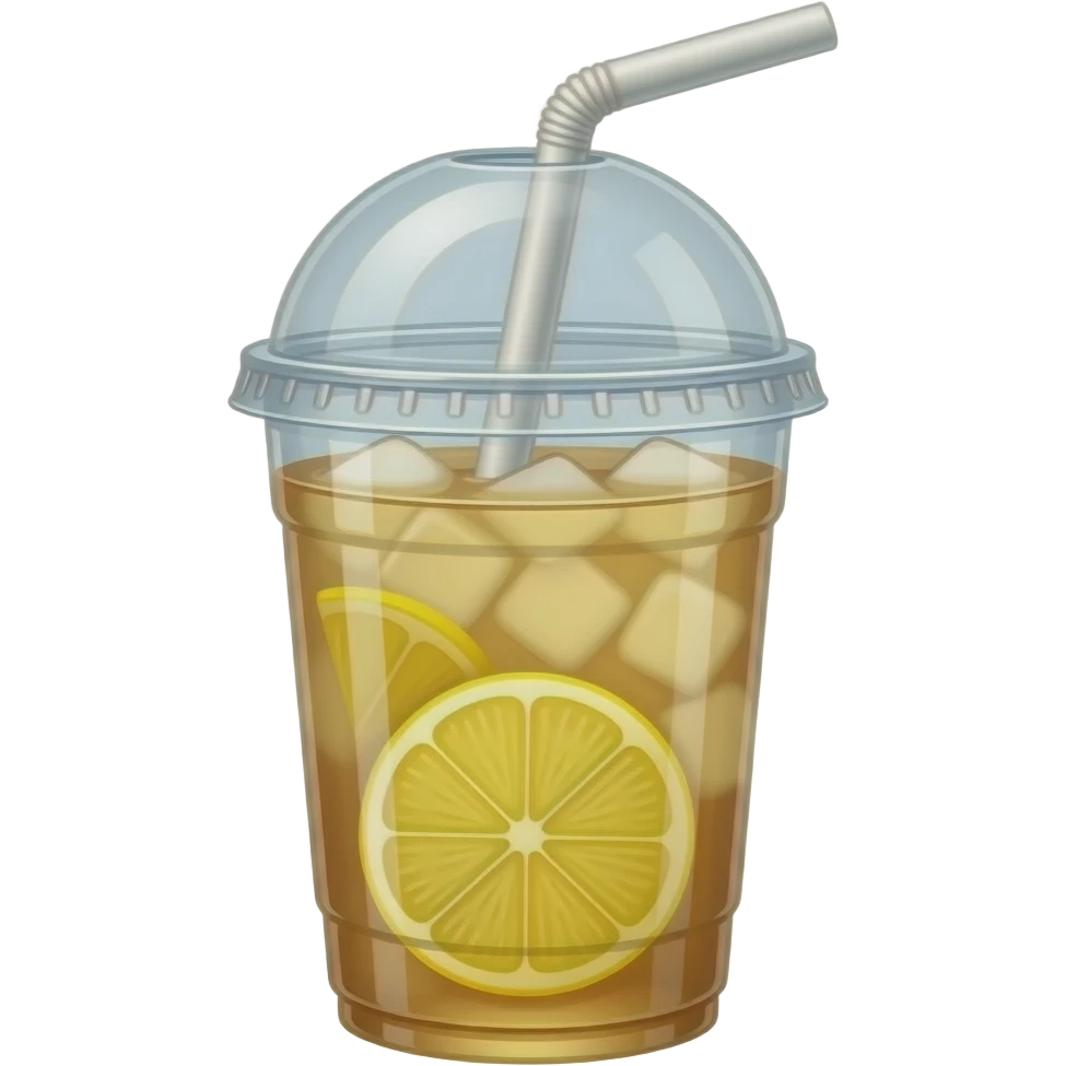 果茶 大杯 塑料杯 冰块 白色吸管 有盖子 里面只要片状柠檬 emoji