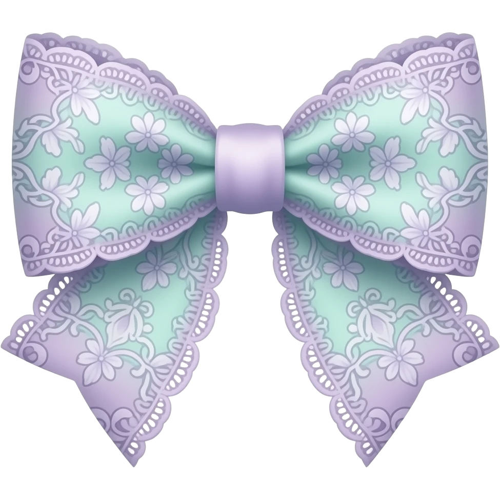 light purple ombre green pastel  with  hyacinth rococo style pattern on bow lace coquette bow emoji