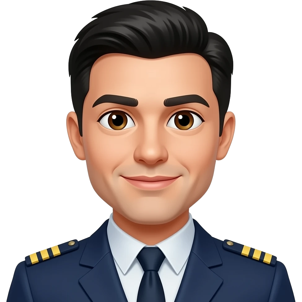 Pilot Black hair white skin bown eyes emoji