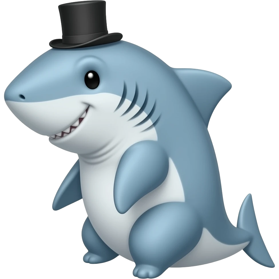 Shark with a top hat emoji