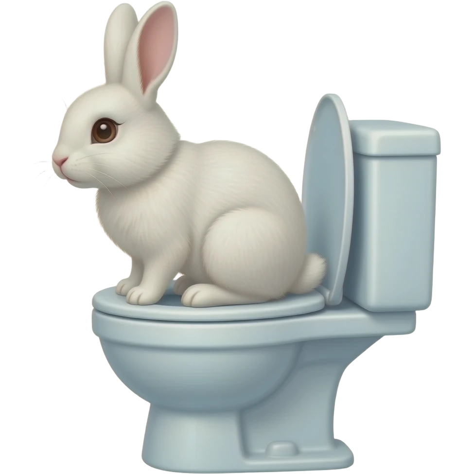 Female white rabbit furry sit on toilet side view emoji