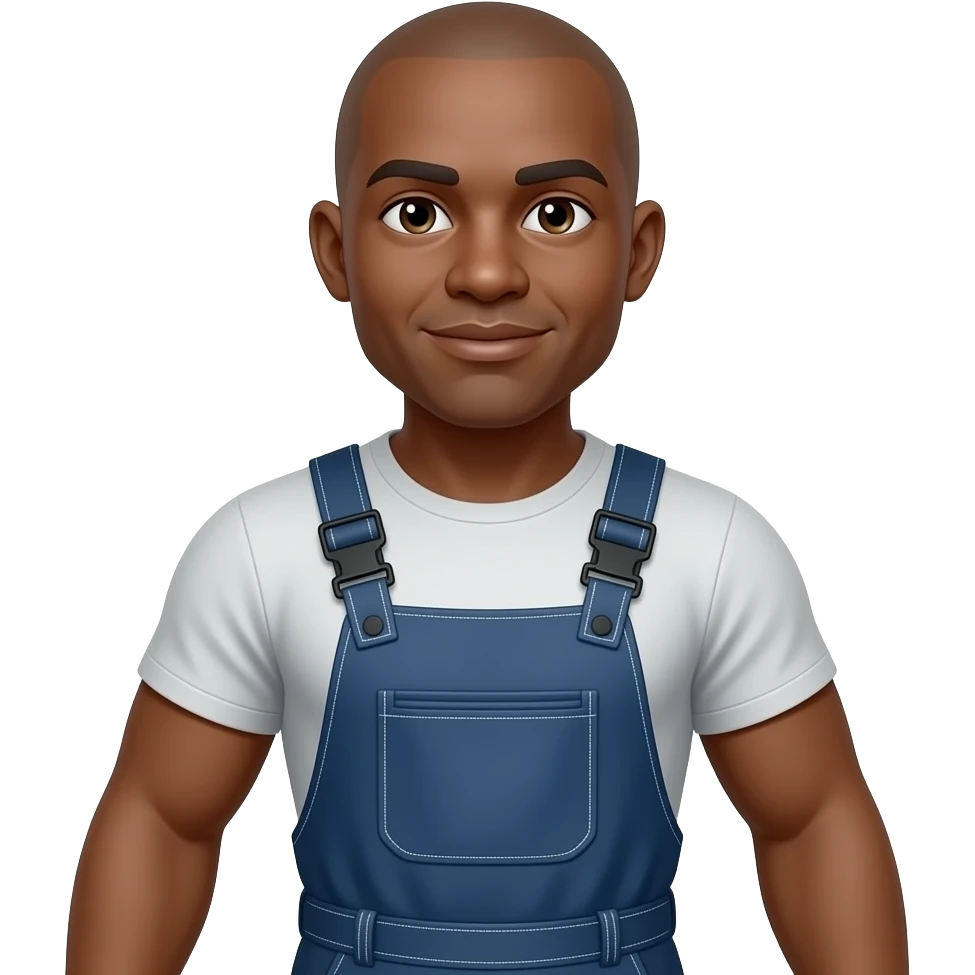 Full body Buff bald black man who is a roofer emoji