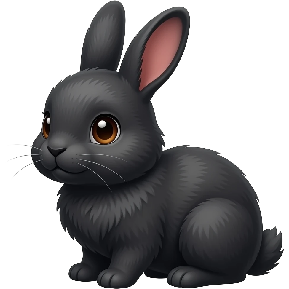 Please make me cute but old black little bunny with a little head tilt emoji