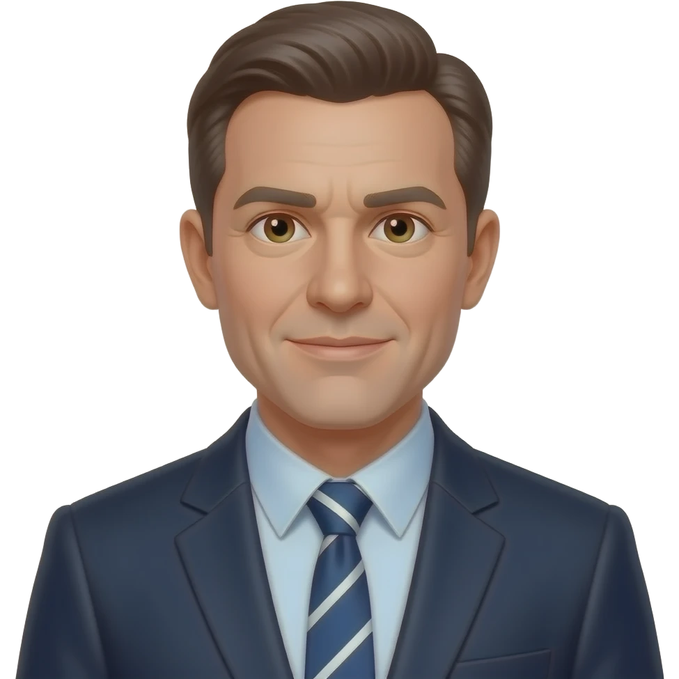 Bald man of about 40 years old, hazel eyes, and dressed professionally as a teacher emoji