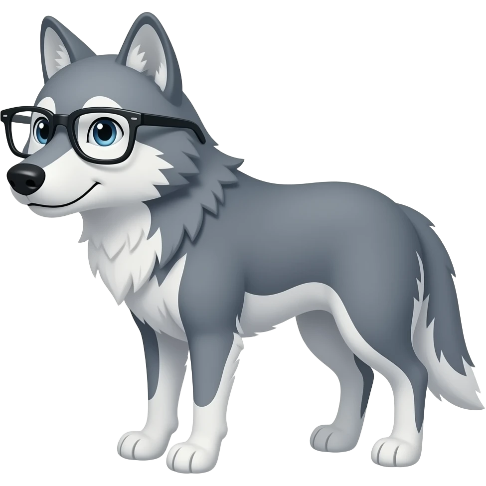 lobo con lentes emoji