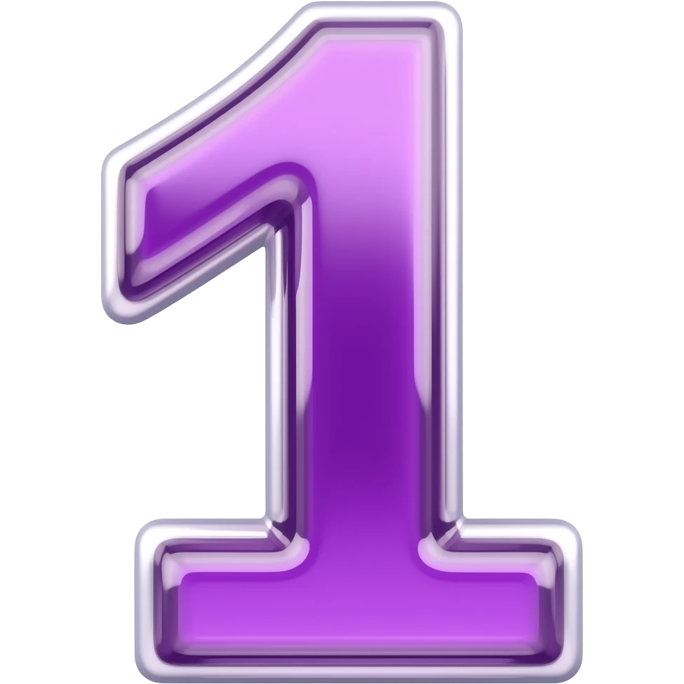 número 1 roxo vidro emoji