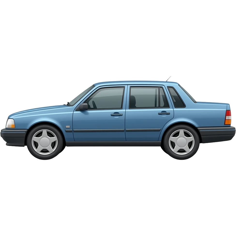 blå volvo 740 fra siden skrått emoji