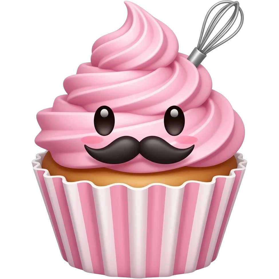 милый кексик с личиком и усами розовый emoji