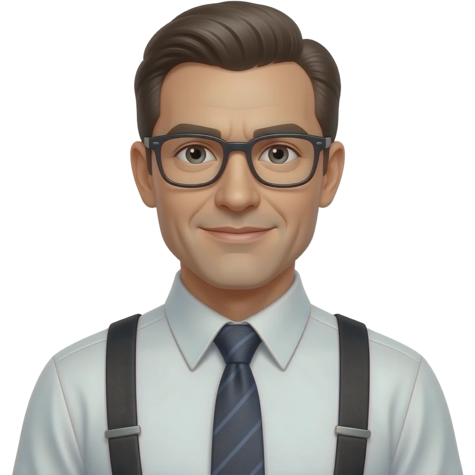 Gentleman on formal suspender and glasses  boss looks emoji