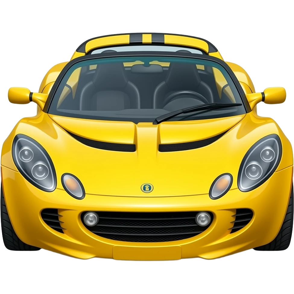 glossy brith yellow lotus elise cabriolet front, hyper realistic highly detailled emoji